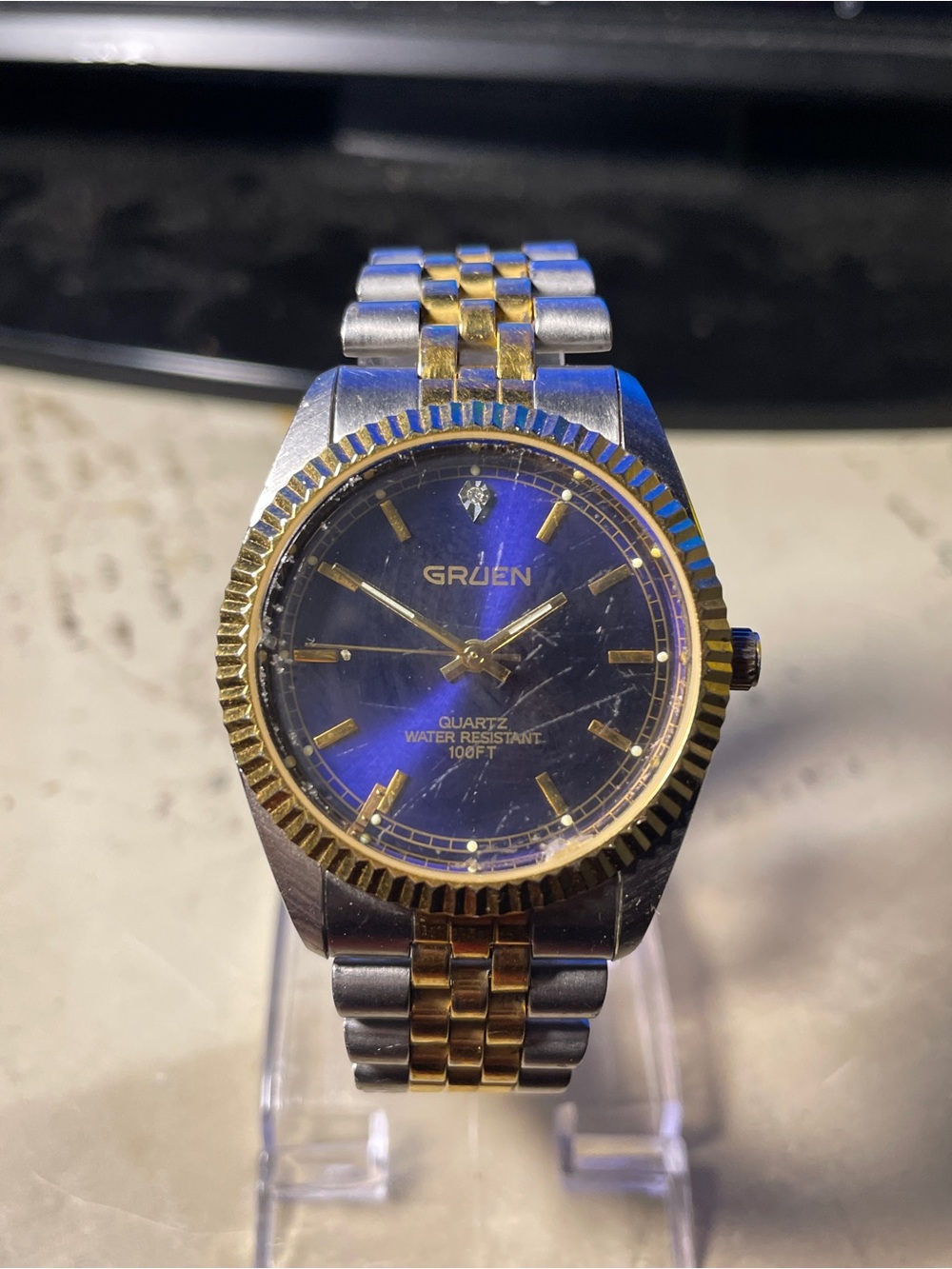 Gruen Men’s Two-Tone Blue Dial Quartz Watch